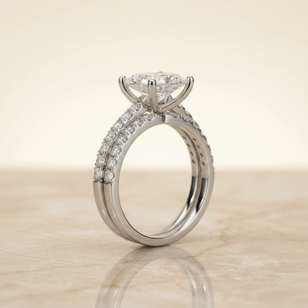 The Norah Matching Wedding Band, Pear in 18K White Gold | RockHer