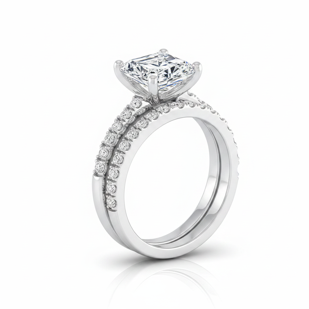The Norah Matching Wedding Band, Radiant in 18K White Gold | RockHer