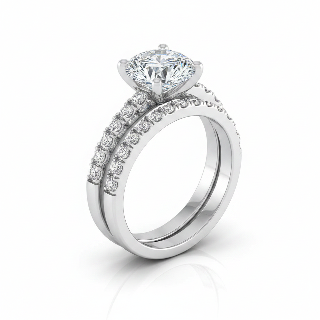 The Norah Matching Wedding Band, Round in 18K White Gold | RockHer