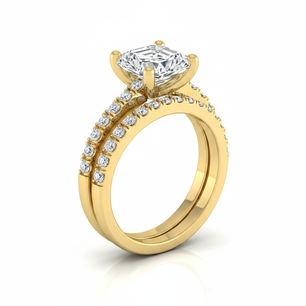 The Norah Matching Wedding Band, Asscher in 18K Yellow Gold | RockHer