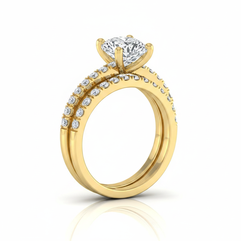 The Norah Matching Wedding Band, Cushion in 18K Yellow Gold | RockHer