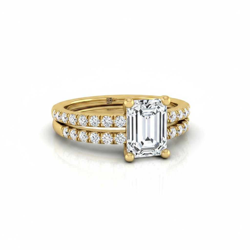 The Norah Matching Wedding Band, Emerald in 18K Yellow Gold | RockHer
