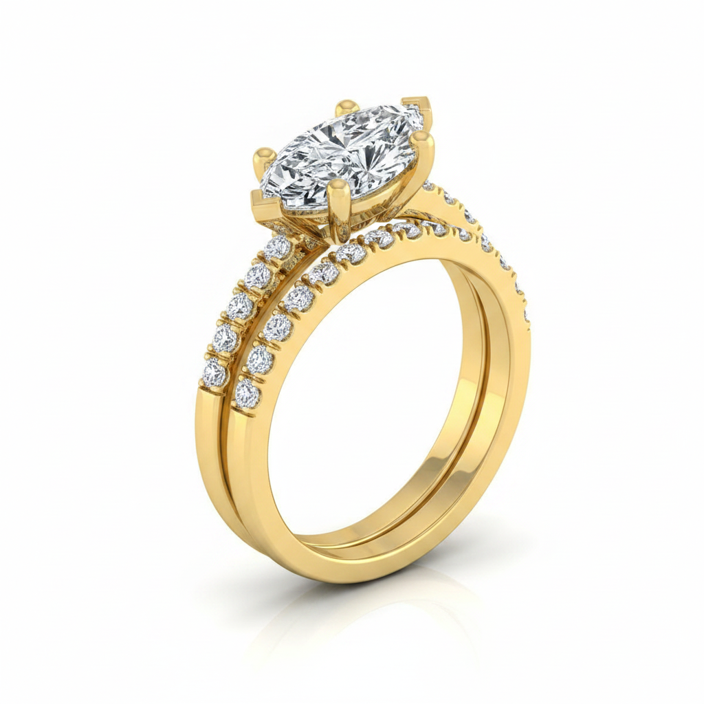 The Norah Matching Wedding Band, Marquise in 18K Yellow Gold | RockHer