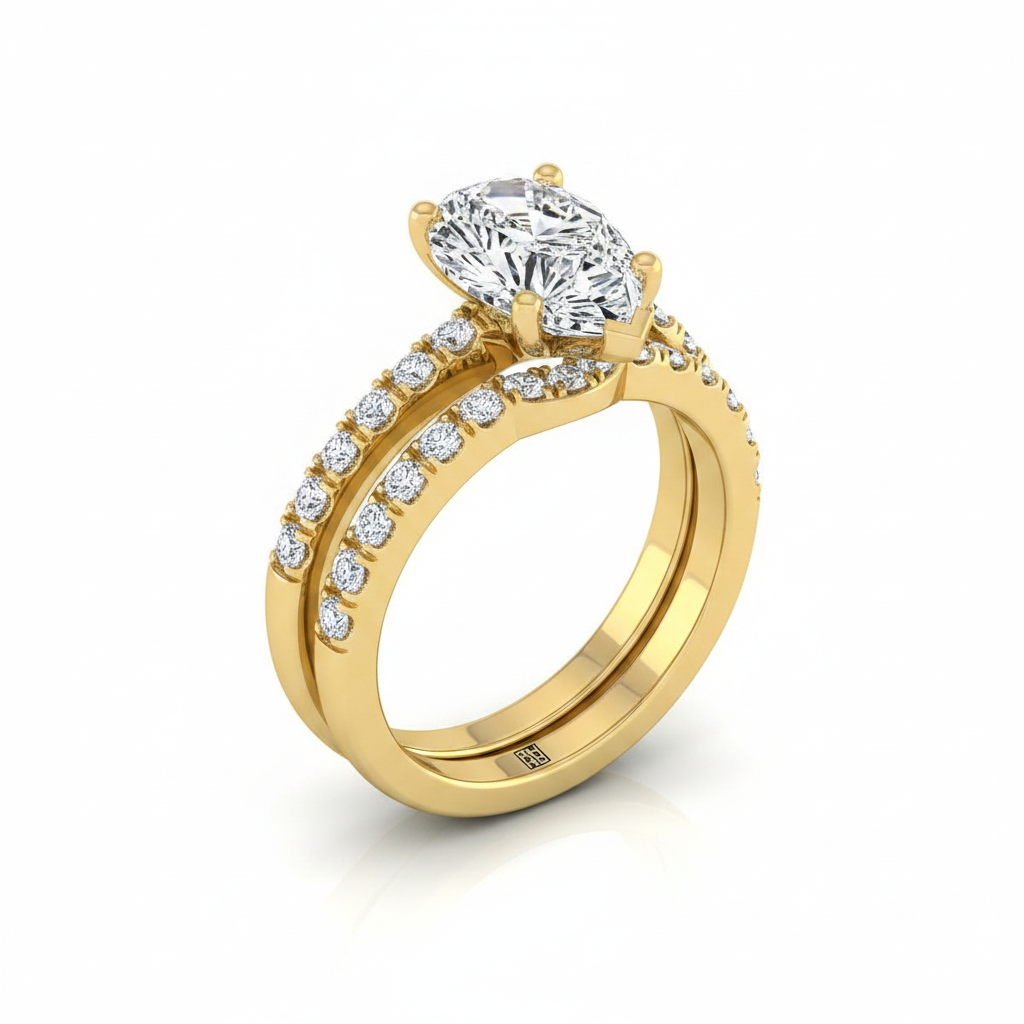 The Norah Matching Wedding Band, Pear in 18K Yellow Gold | RockHer