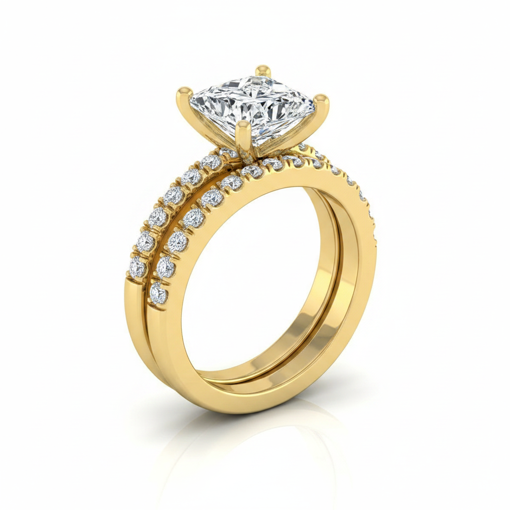 The Norah Matching Wedding Band, Princess in 18K Yellow Gold | RockHer