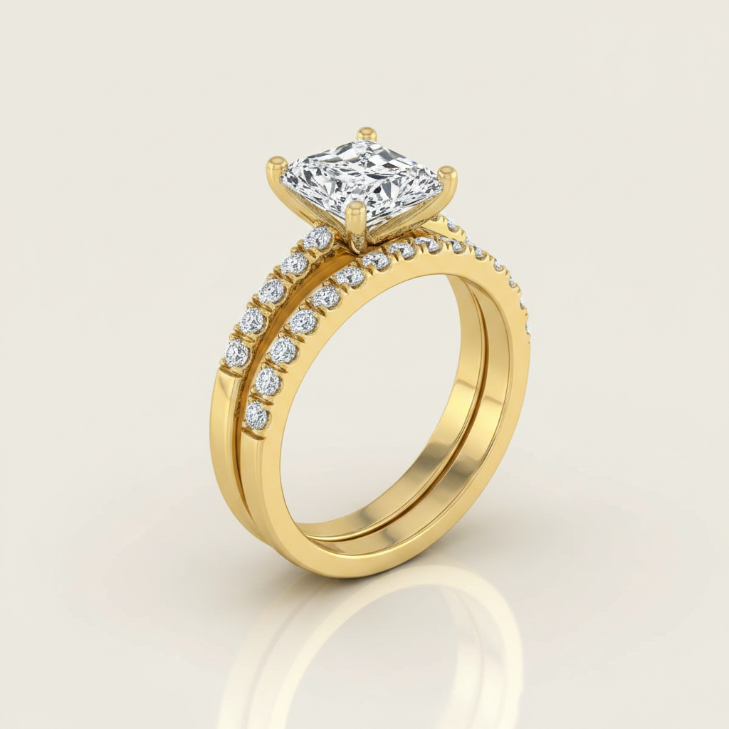 The Norah Matching Wedding Band, Radiant in 18K Yellow Gold | RockHer