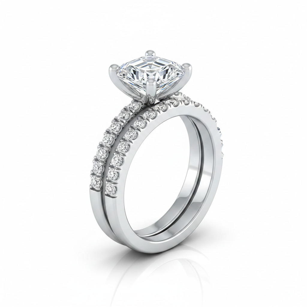 The Norah Matching Wedding Band, Asscher in Platinum | RockHer