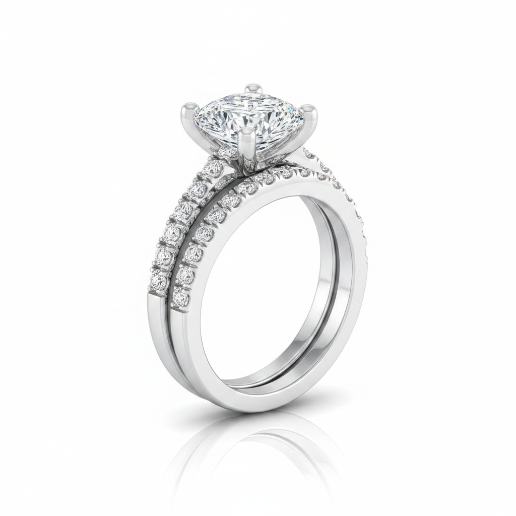 The Norah Matching Wedding Band, Cushion in Platinum | RockHer