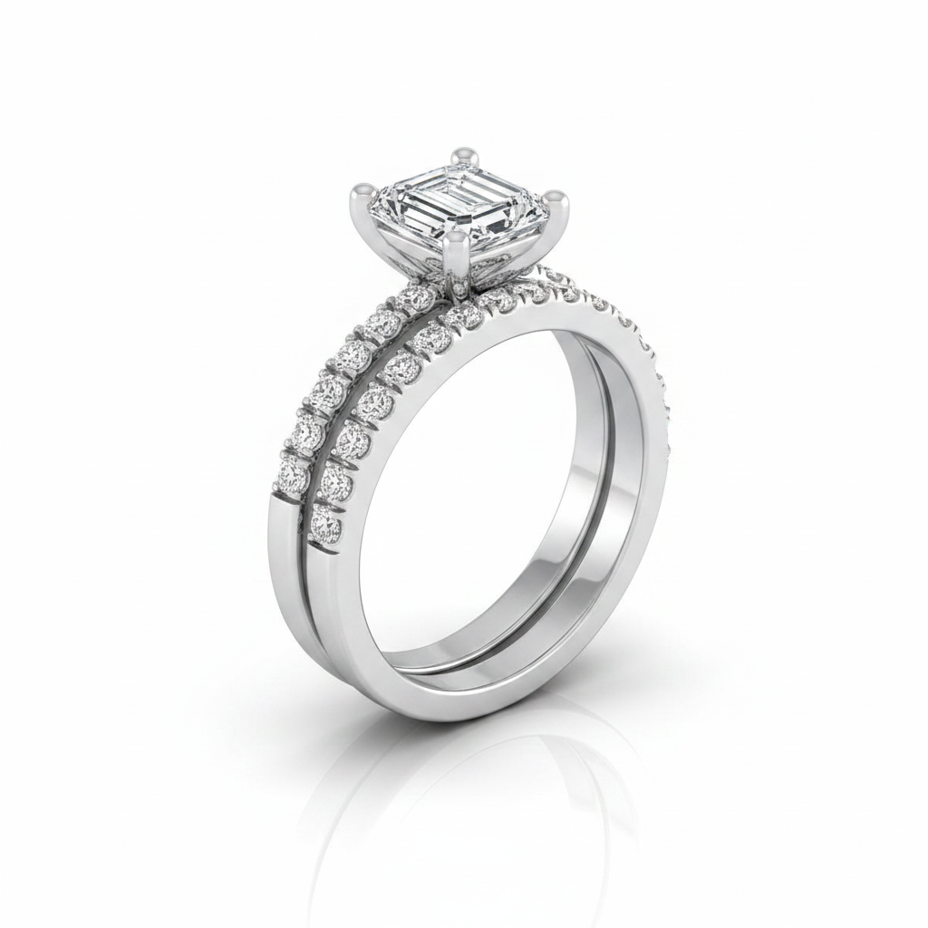 The Norah Matching Wedding Band, Emerald in Platinum | RockHer