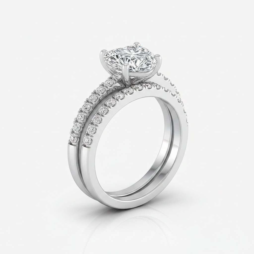 The Norah Matching Wedding Band, Heart in Platinum | RockHer