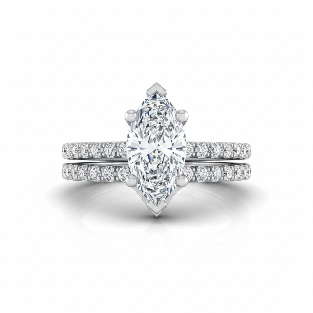 The Norah Matching Wedding Band, Marquise in Platinum | RockHer