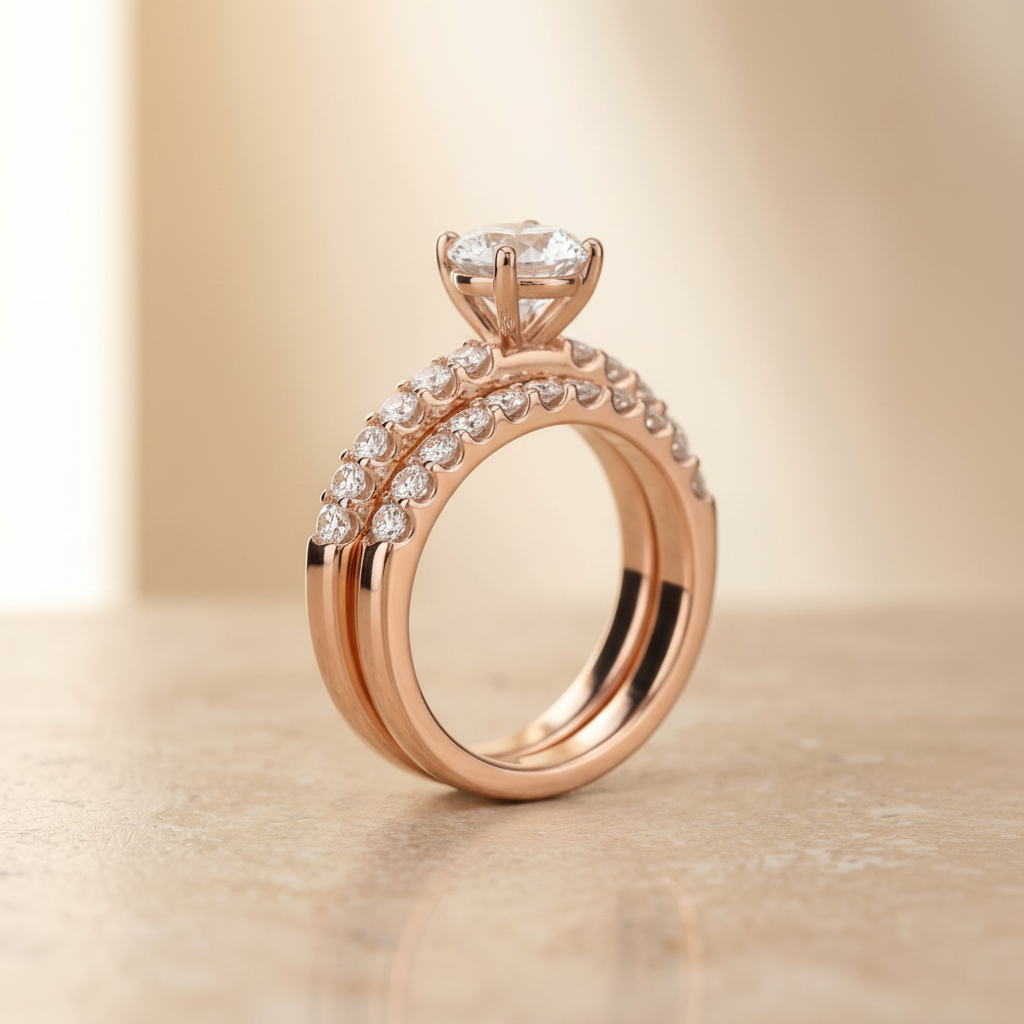 The Olivia Matching Wedding Band, Round in 14K Rose Gold | RockHer