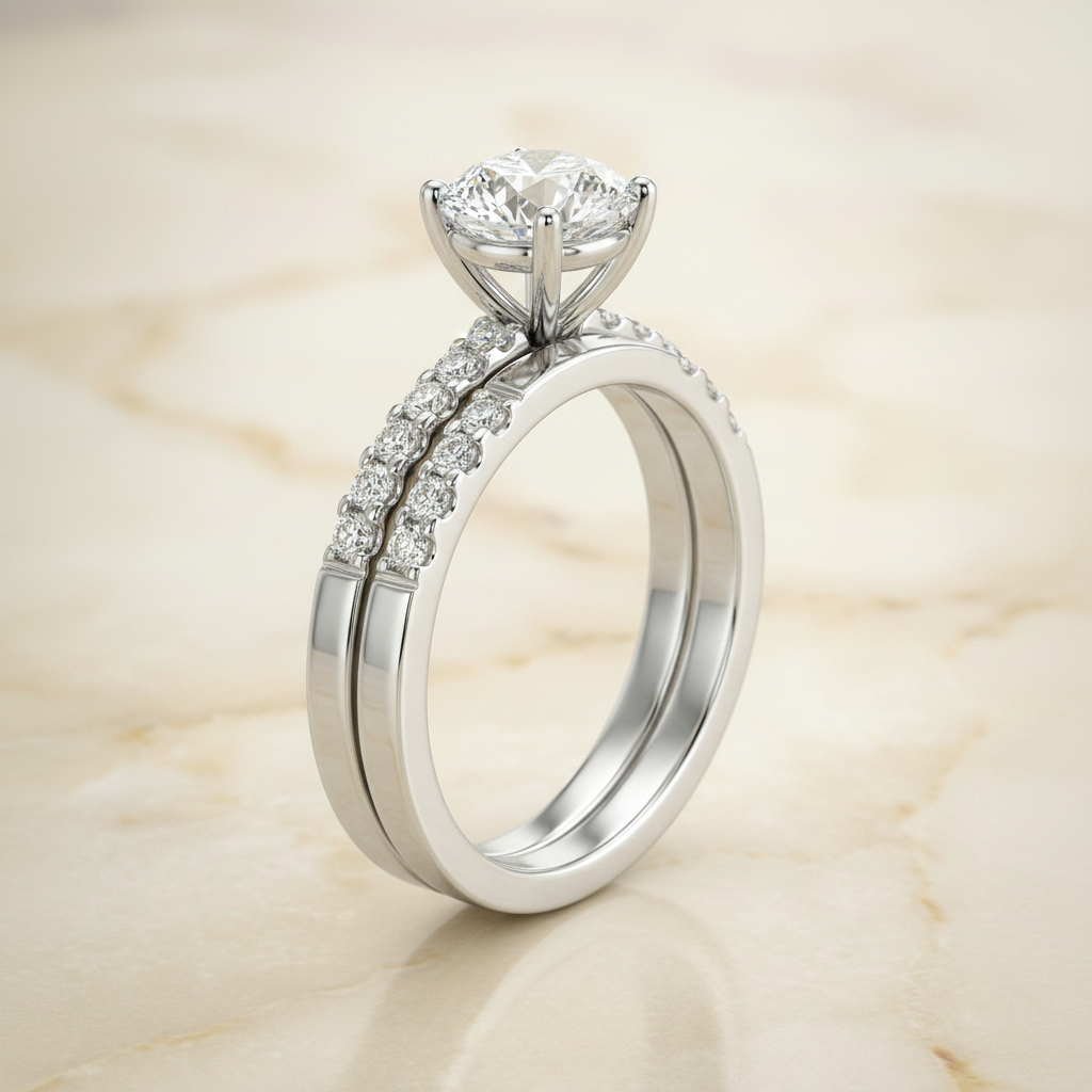 The Olivia Matching Wedding Band, Round in 18K White Gold | RockHer
