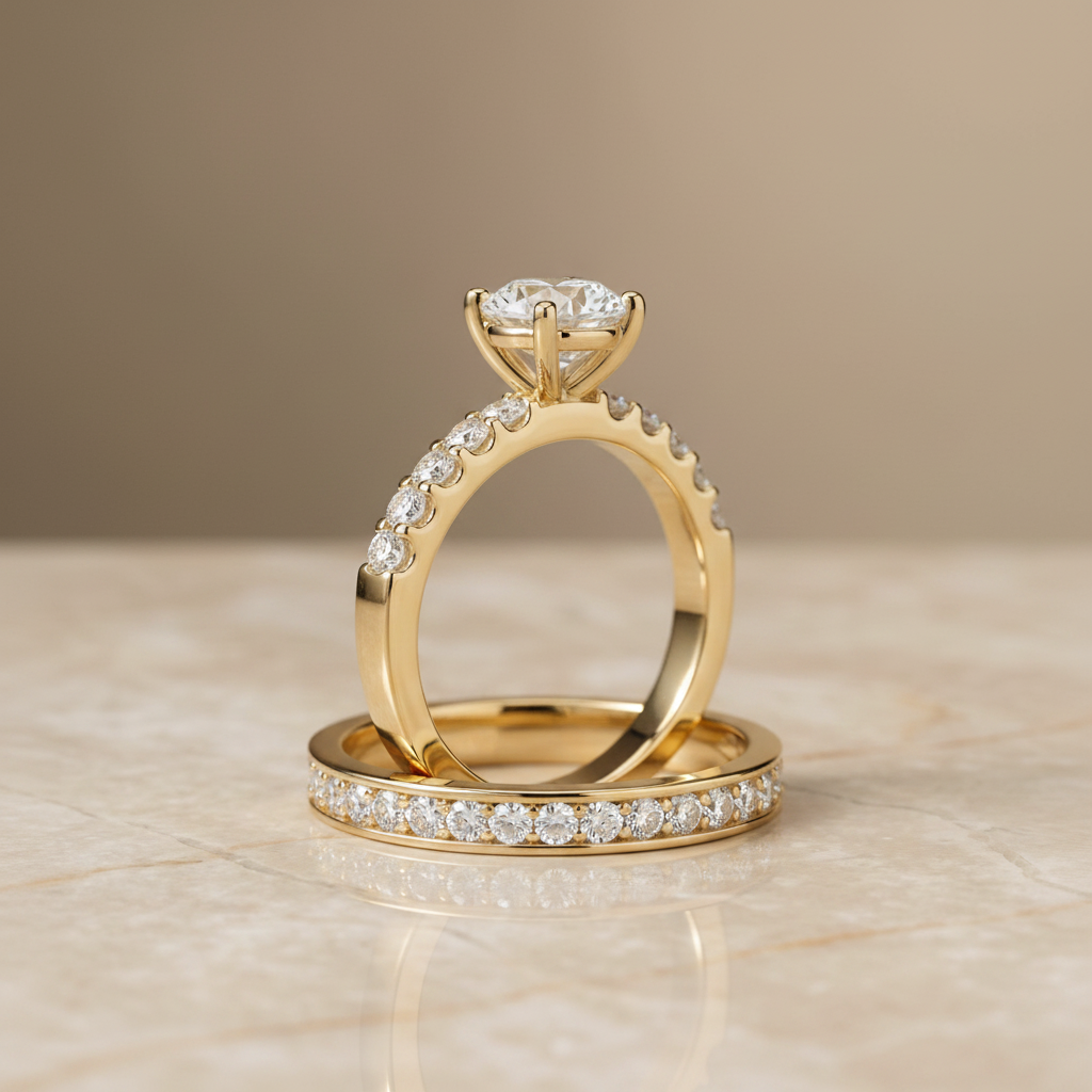 The Olivia Matching Wedding Band, Round in 18K Yellow Gold | RockHer