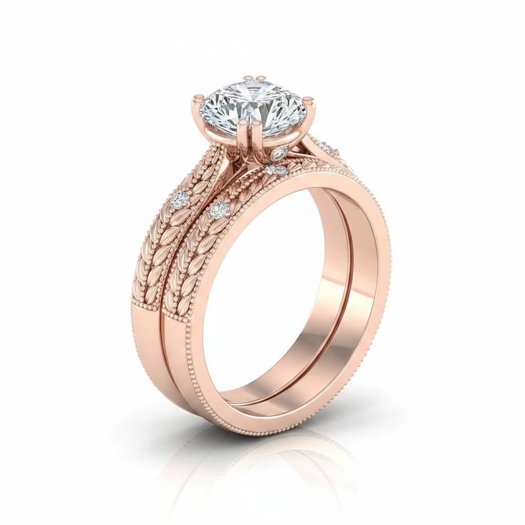 The Ophelia Matching Wedding Band, Round in 14K Rose Gold | RockHer