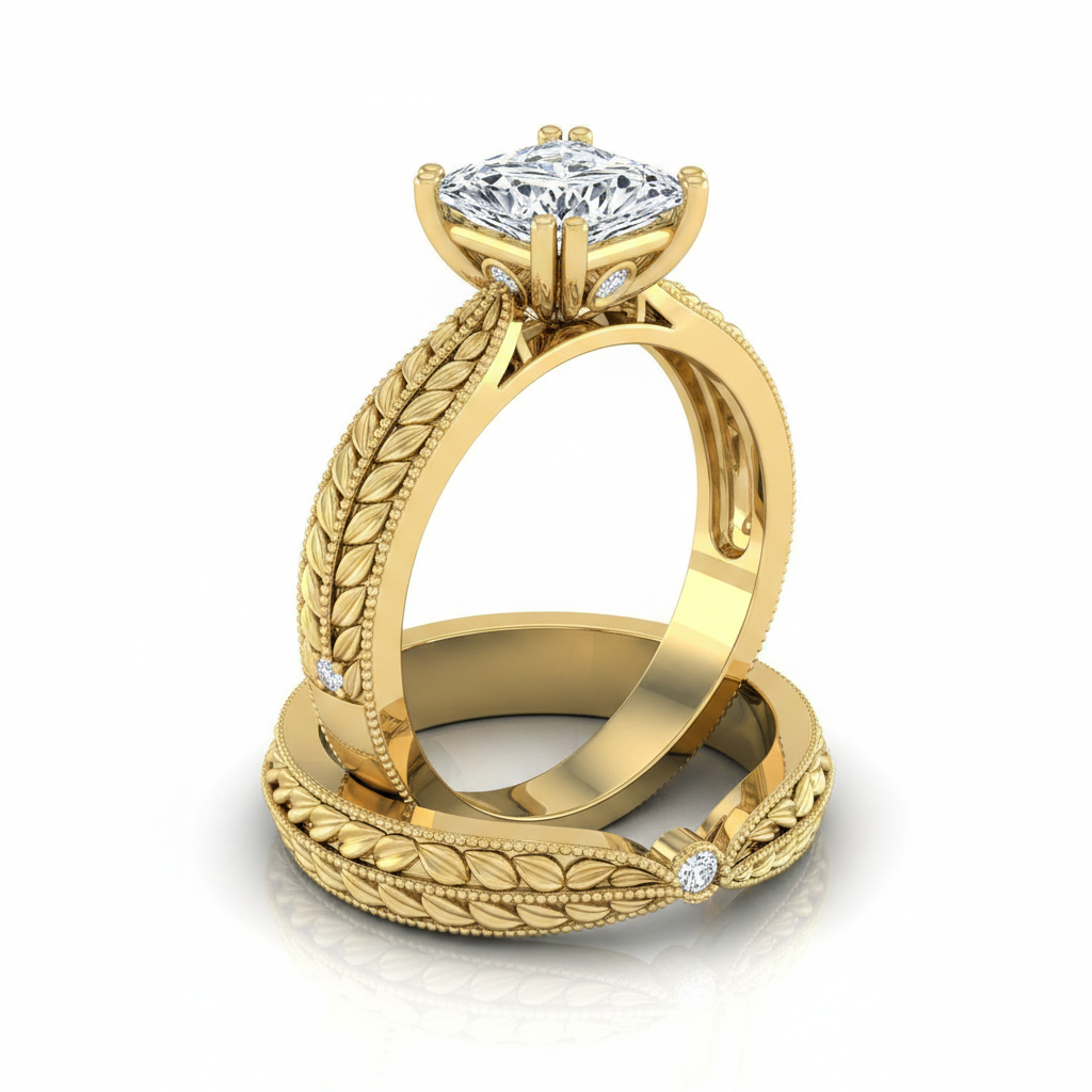 The Ophelia Matching Wedding Band, Princess in 18K Yellow Gold | RockHer