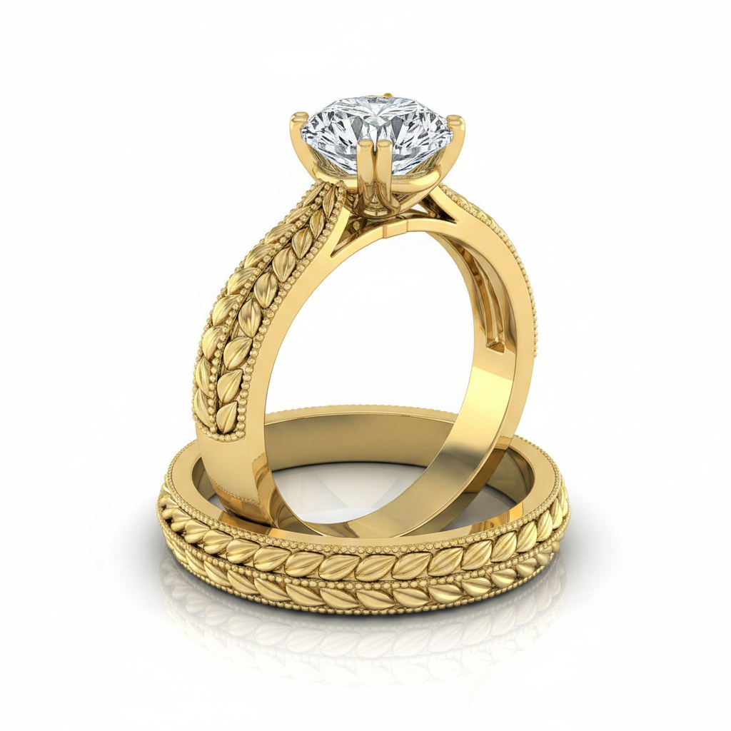 The Ophelia Matching Wedding Band, Round in 18K Yellow Gold | RockHer