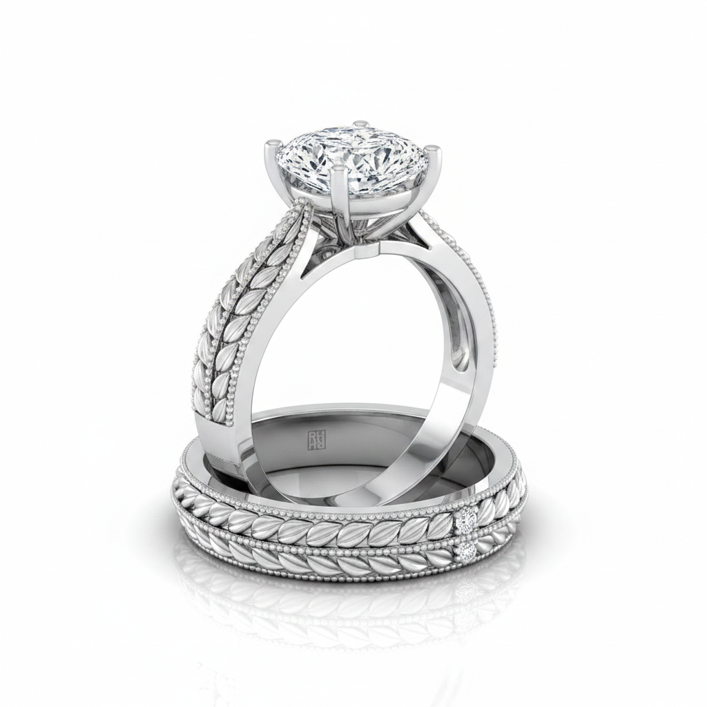 The Ophelia Matching Wedding Band, Cushion in Platinum | RockHer