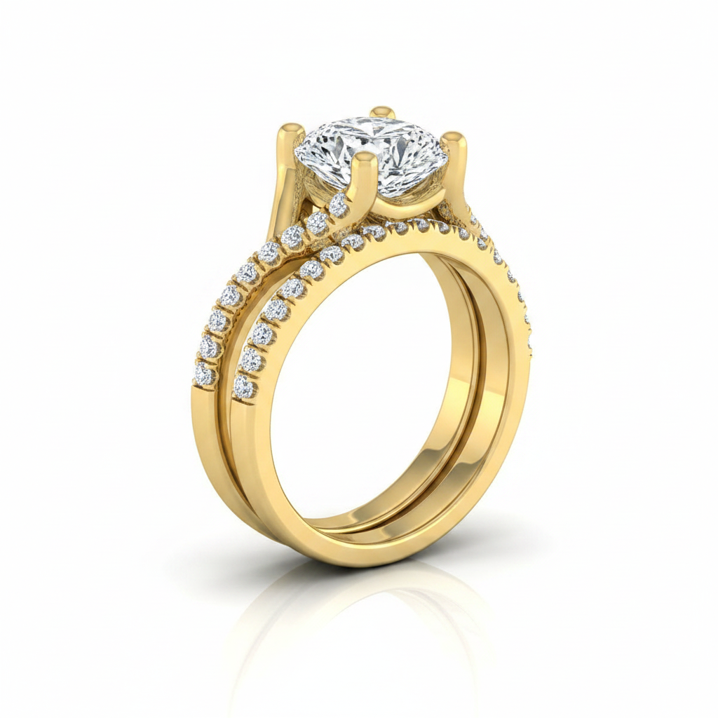 The Ottava Matching Wedding Band, Cushion in 18K Yellow Gold