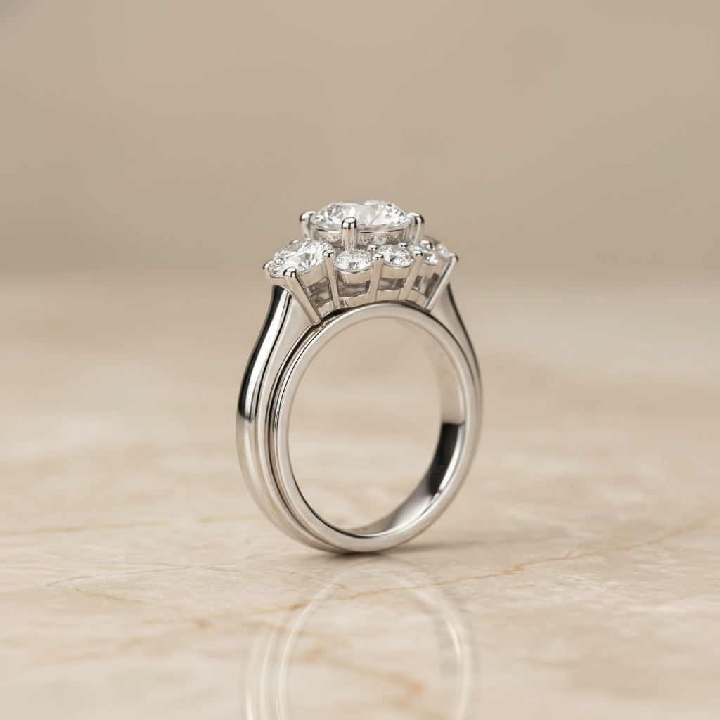 The Pamina Matching Wedding Band, Round in 18K White Gold