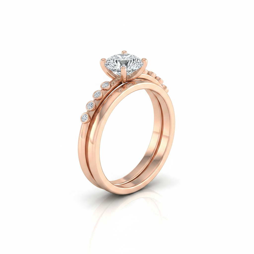 The Peggy Matching Wedding Band, Round in 14K Rose Gold