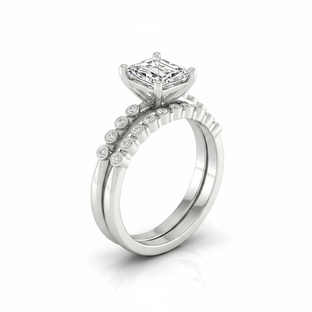 The Peggy Matching Wedding Band, Radiant in 18K White Gold