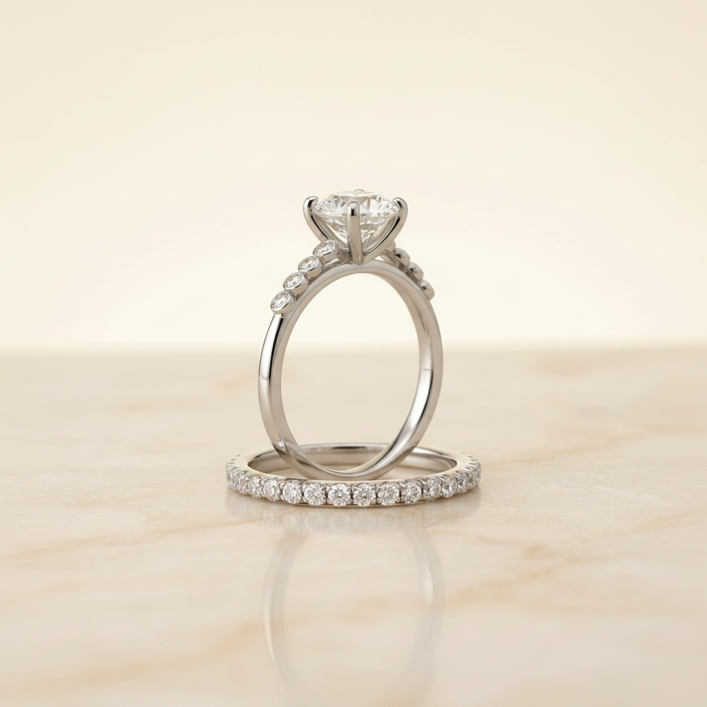 The Peggy Matching Wedding Band, Round in Platinum