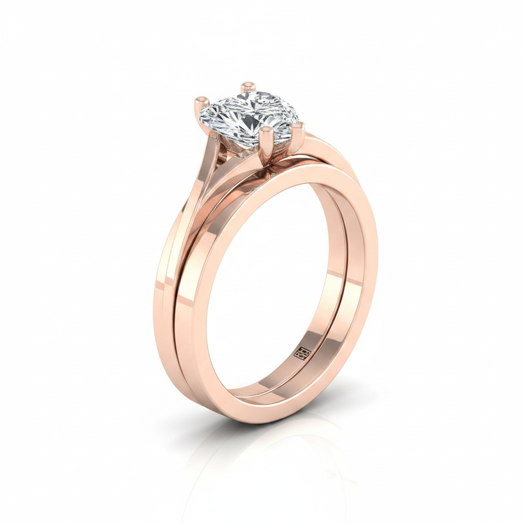 The Priscilla Matching Wedding Band, Heart in 14K Rose Gold
