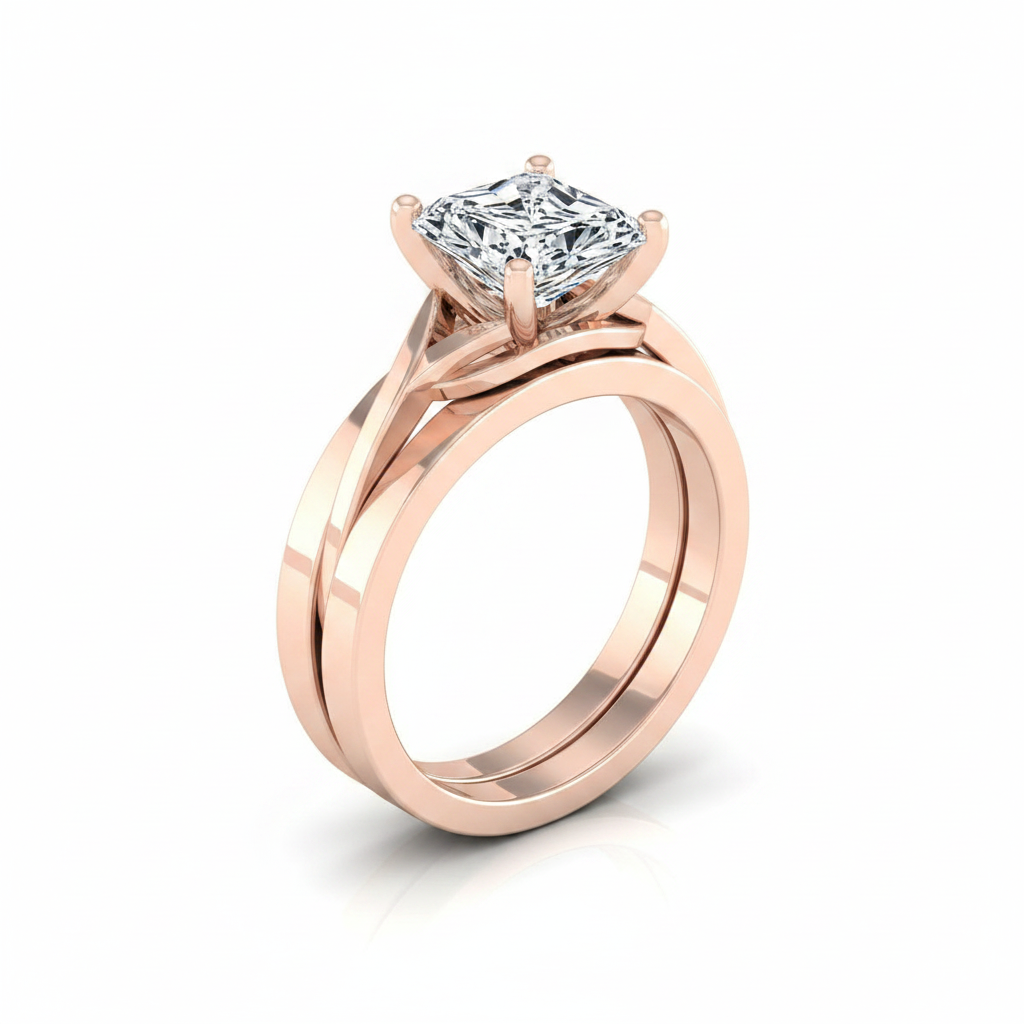 The Priscilla Matching Wedding Band, Radiant in 14K Rose Gold