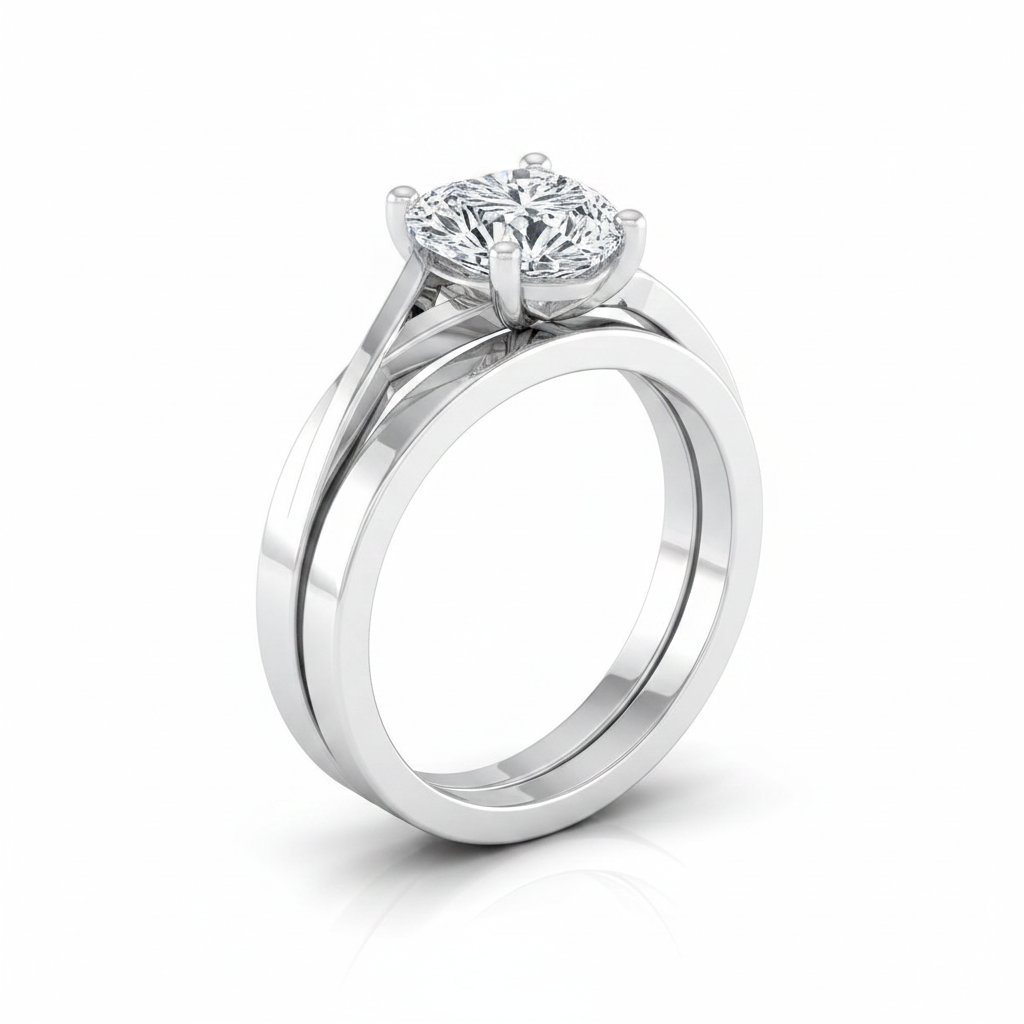 The Priscilla Matching Wedding Band, Heart in 18K White Gold