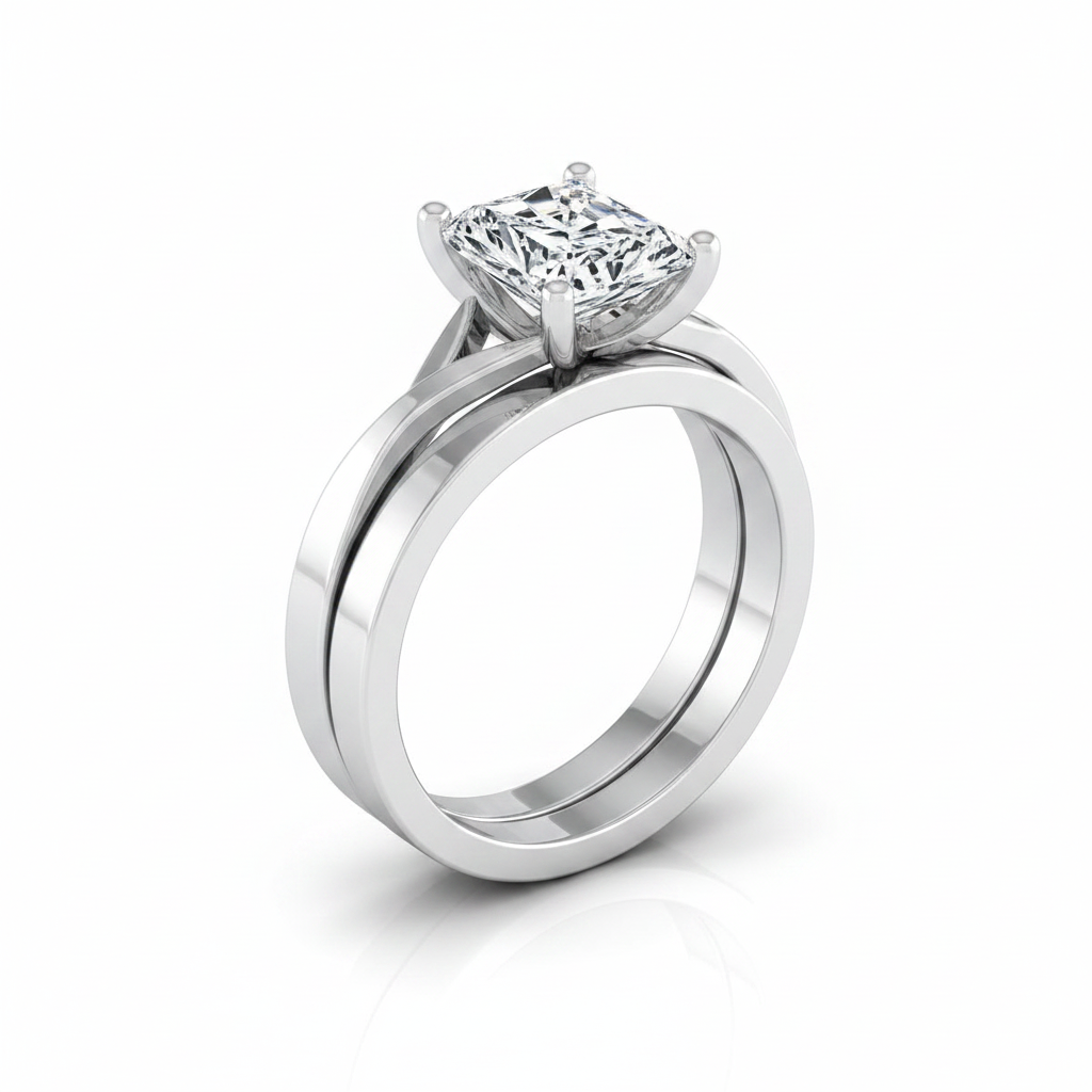 The Priscilla Matching Wedding Band, Radiant in 18K White Gold