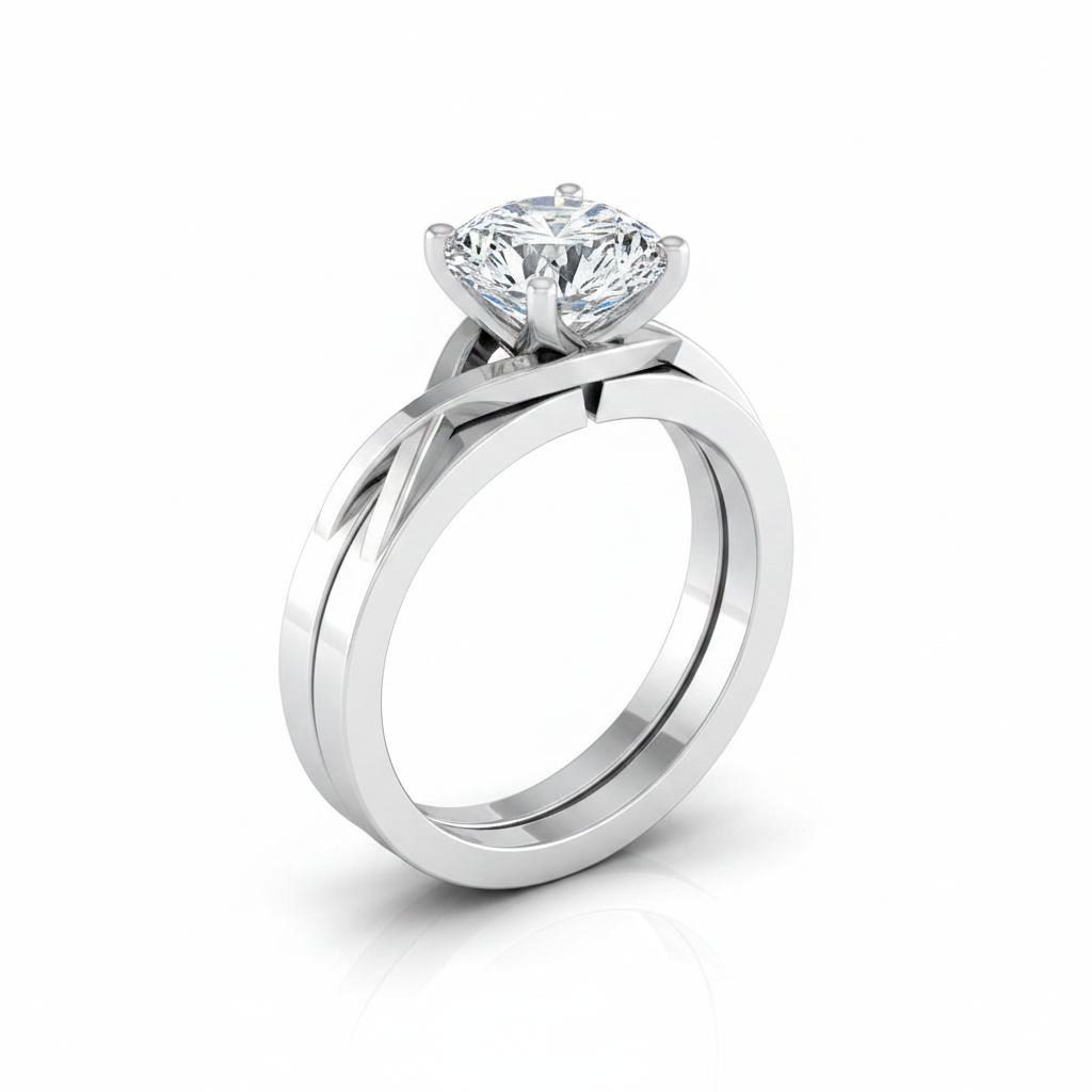 The Priscilla Matching Wedding Band, Round in 18K White Gold