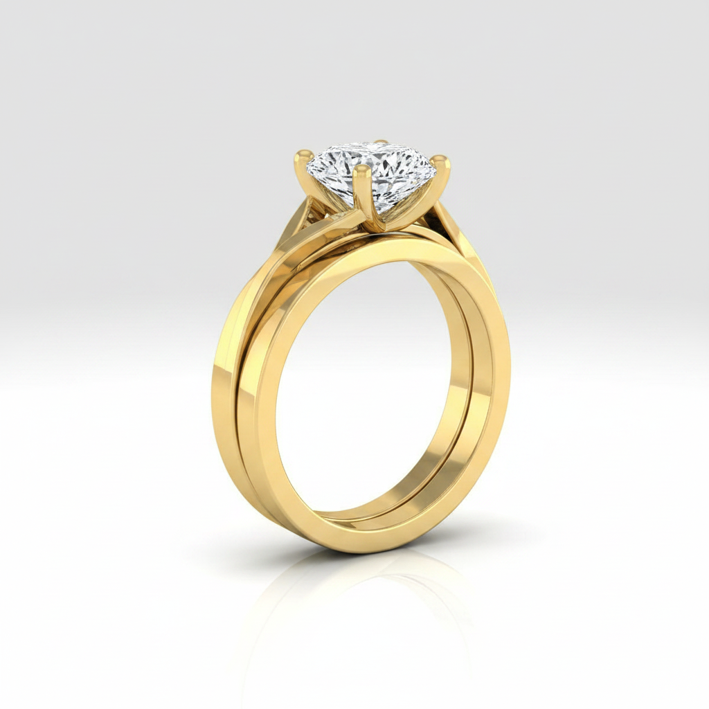 The Priscilla Matching Wedding Band, Cushion in 18K Yellow Gold