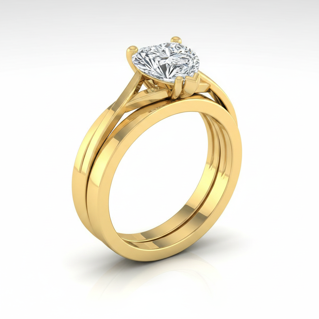 The Priscilla Matching Wedding Band, Heart in 18K Yellow Gold