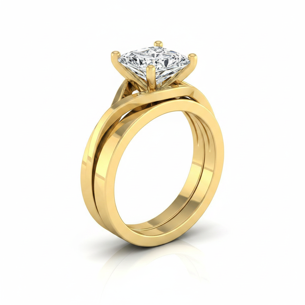 The Priscilla Matching Wedding Band, Princess in 18K Yellow Gold