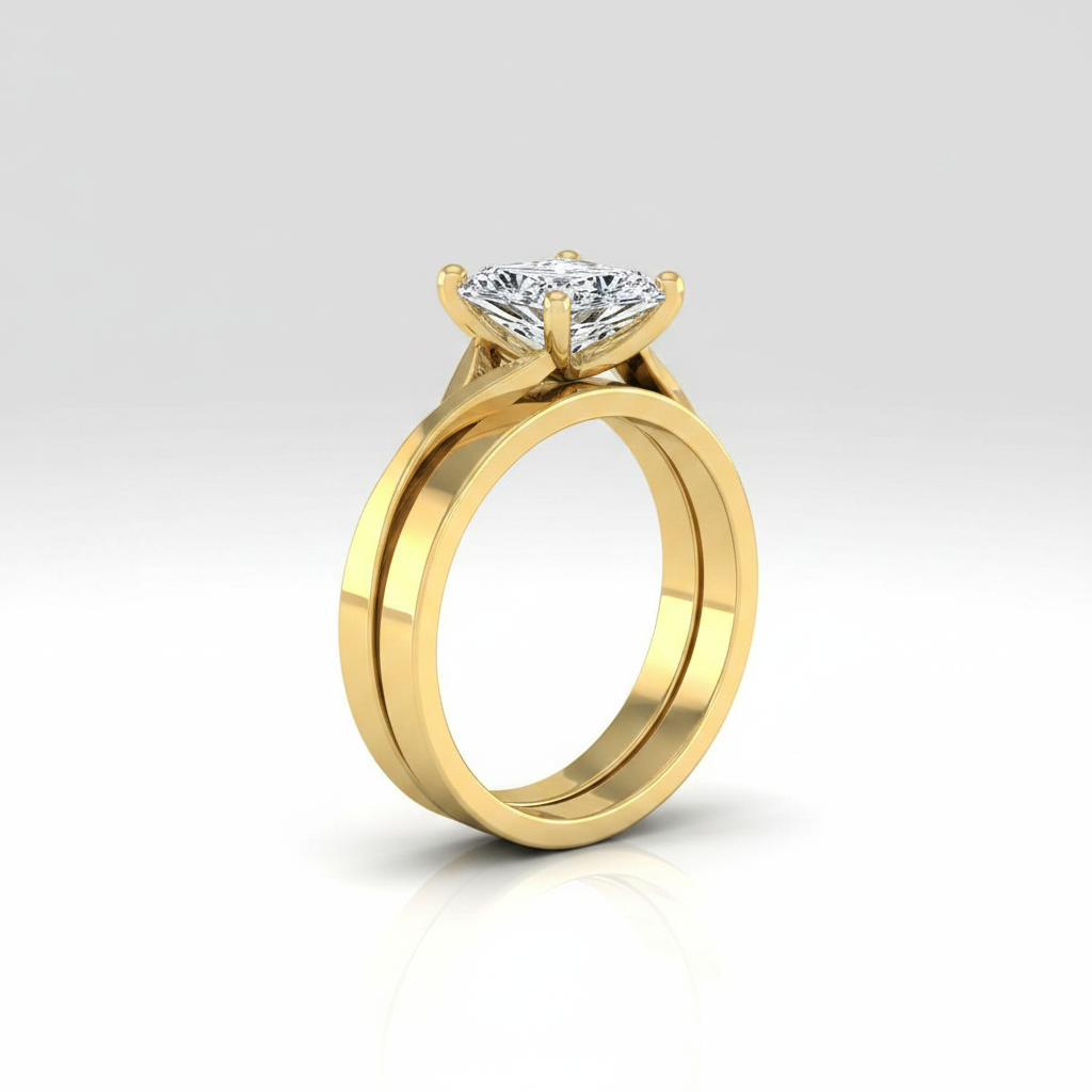 The Priscilla Matching Wedding Band, Radiant in 18K Yellow Gold
