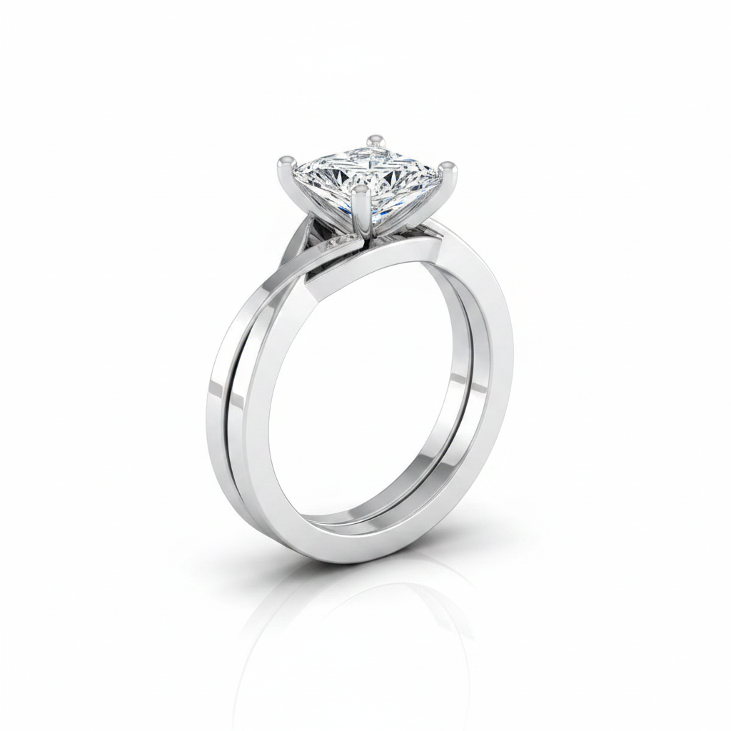 The Priscilla Matching Wedding Band, Princess in Platinum