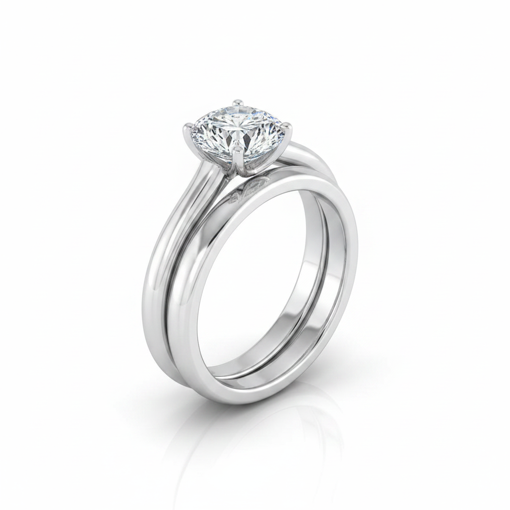 The Quinn Matching Wedding Band, Round in 18K White Gold