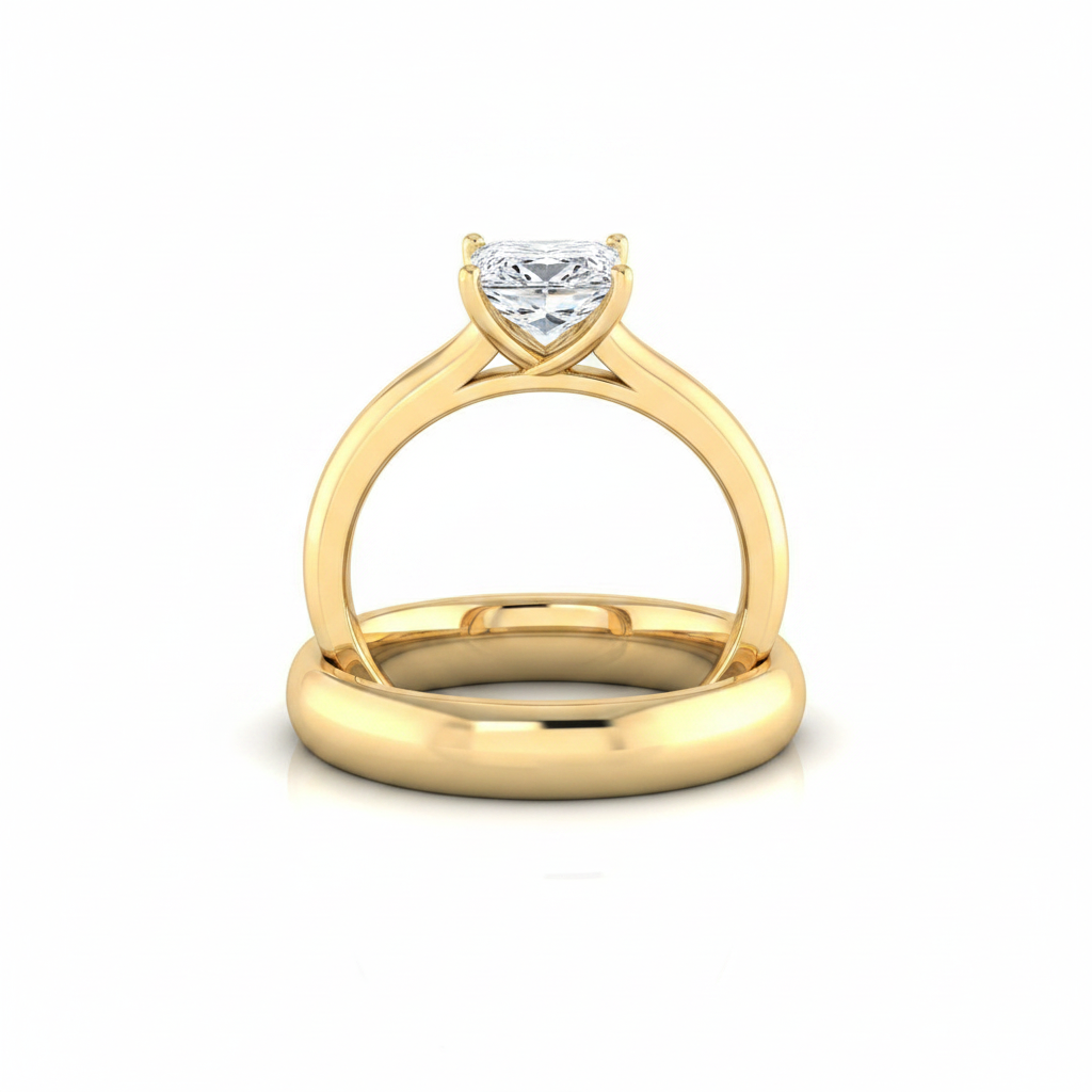 The Quinn Matching Wedding Band, Princess in 18K Yellow Gold
