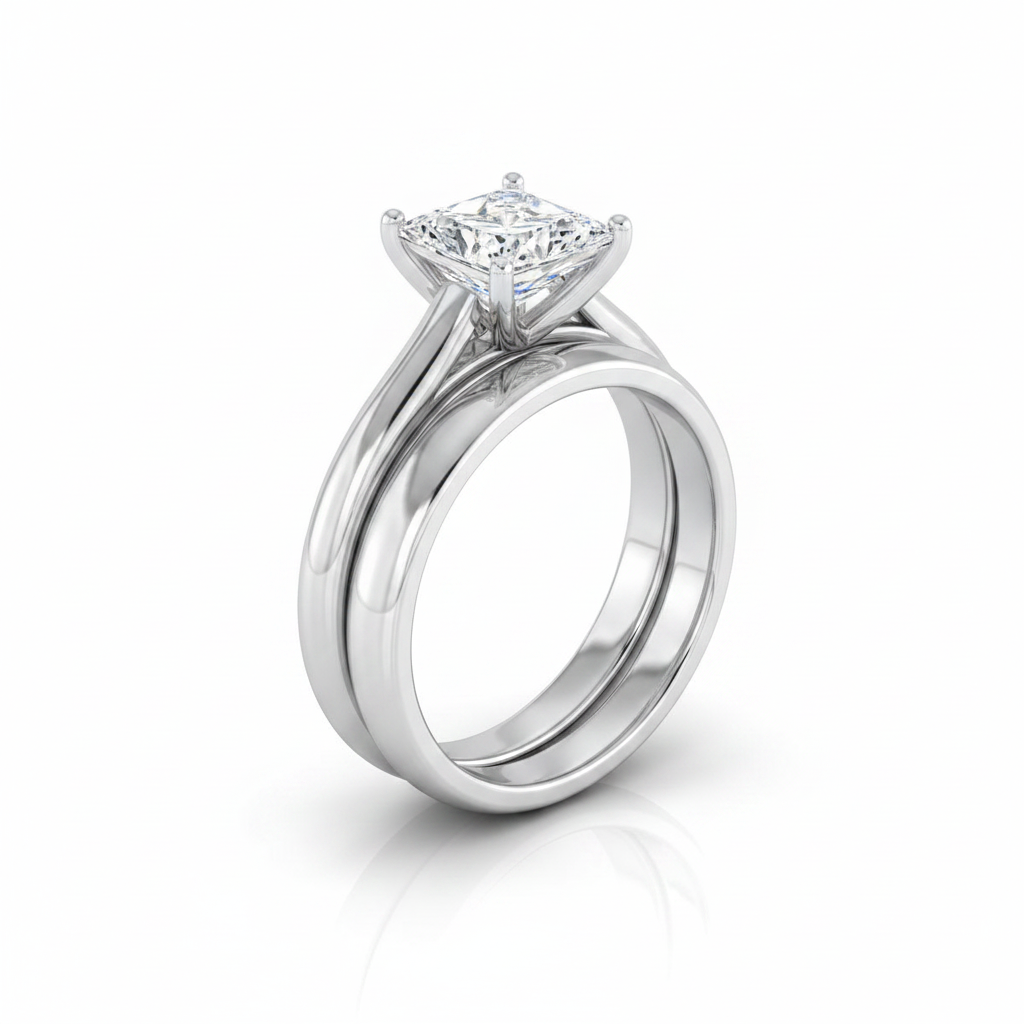 The Quinn Matching Wedding Band, Princess in Platinum