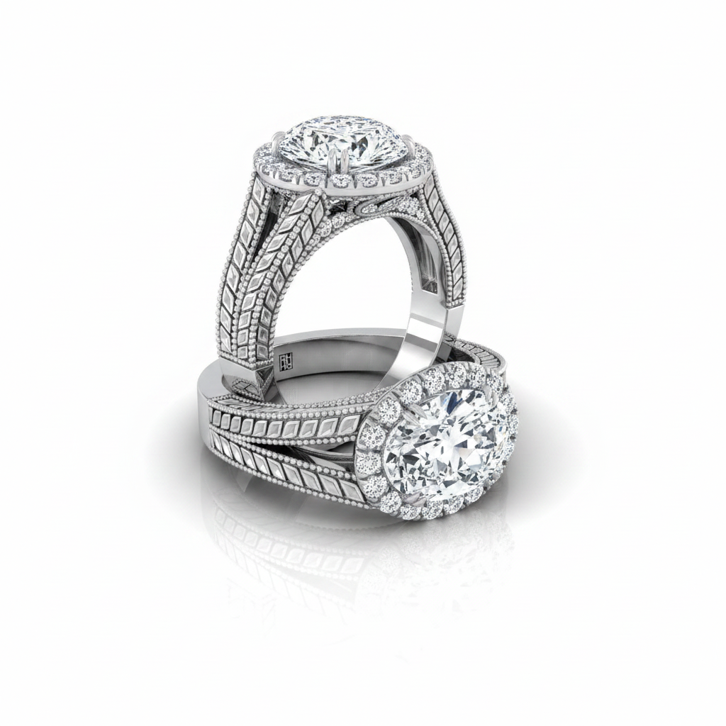 The Ramona Matching Wedding Band, Oval in 18K White Gold