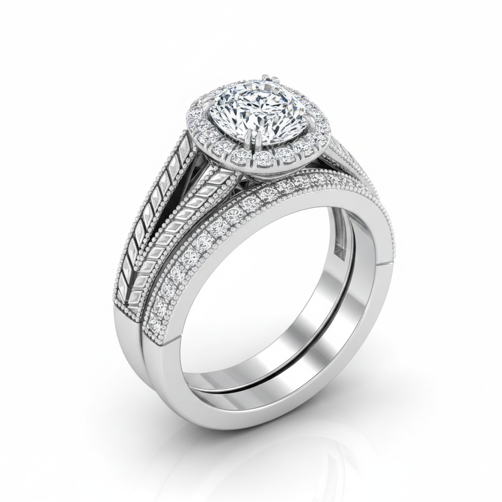 The Ramona Matching Wedding Band, Cushion in Platinum