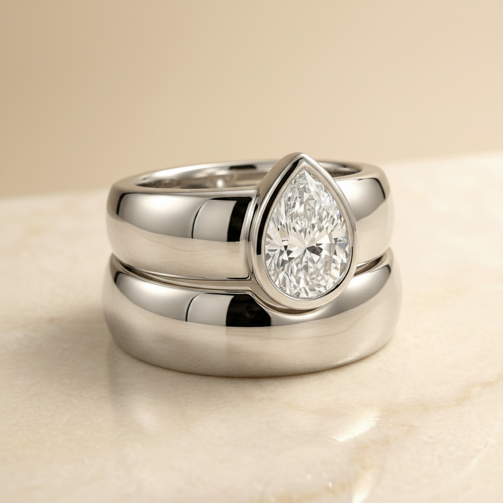 The Remi Matching Wedding Band, Pear in 18K White Gold | RockHer