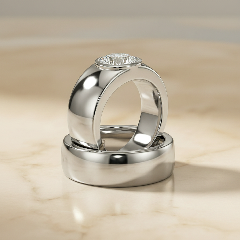 The Remi Matching Wedding Band, Round in 18K White Gold | RockHer