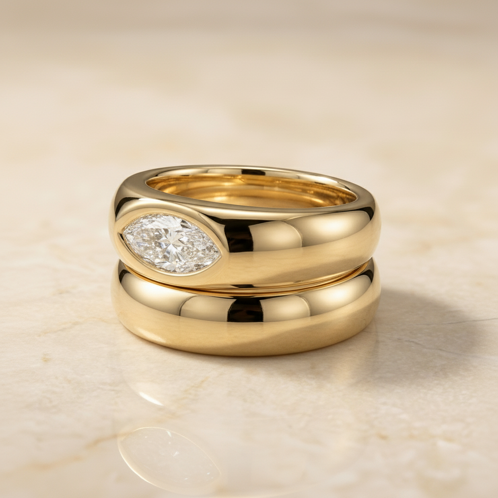 The Remi Matching Wedding Band, Marquise in 18K Yellow Gold | RockHer