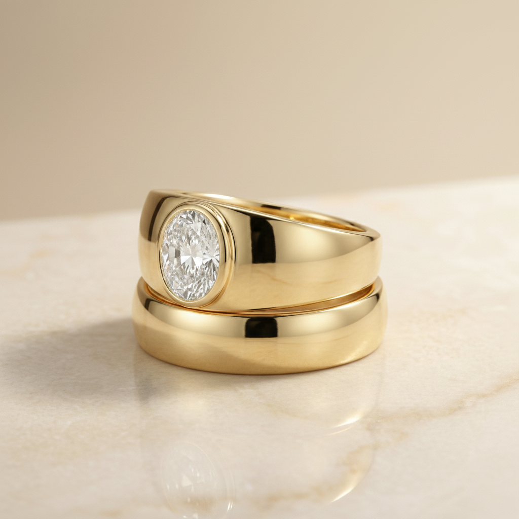 The Remi Matching Wedding Band, Oval in 18K Yellow Gold | RockHer