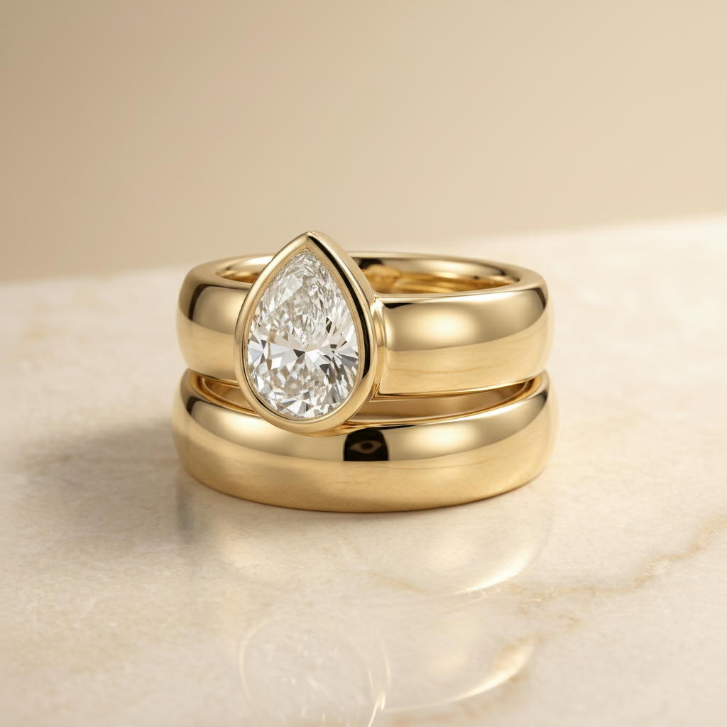 The Remi Matching Wedding Band, Pear in 18K Yellow Gold | RockHer