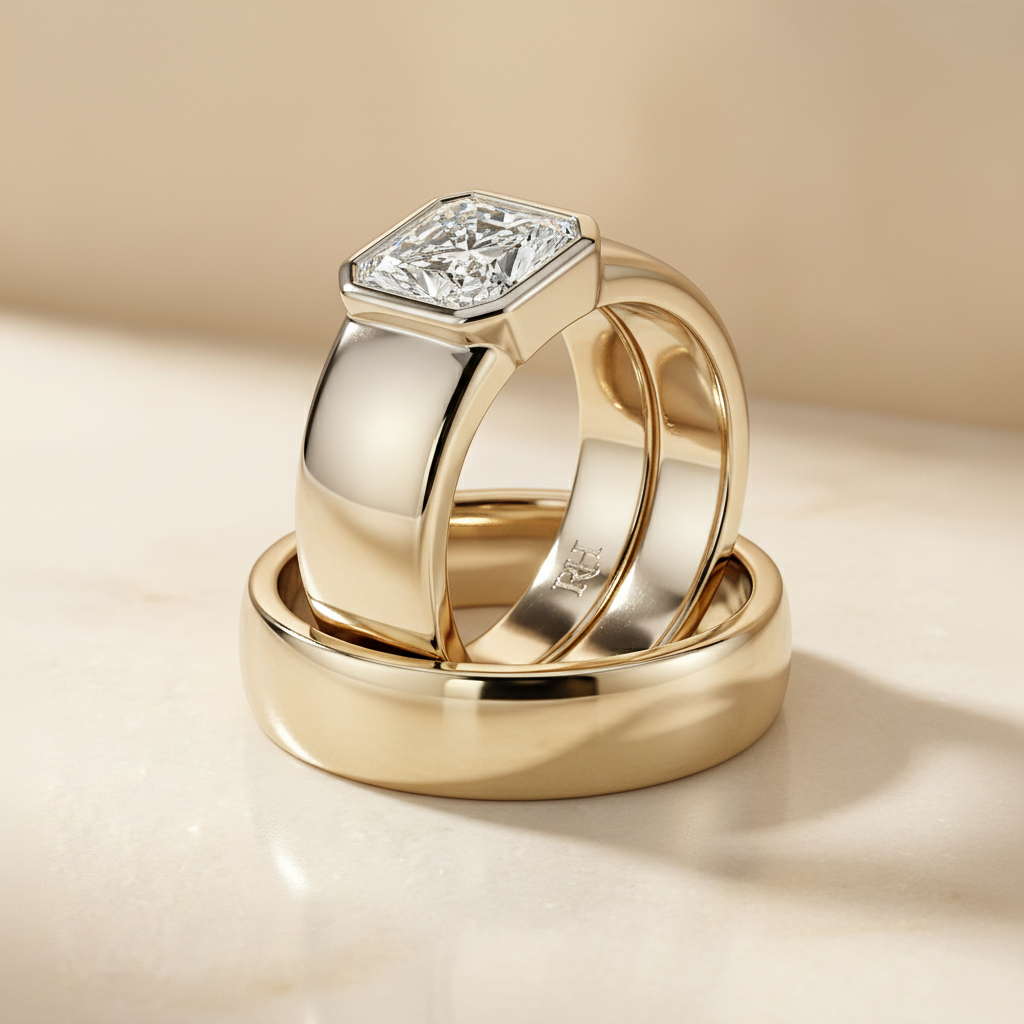 The Remi Matching Wedding Band, Radiant in 18K Yellow Gold | RockHer