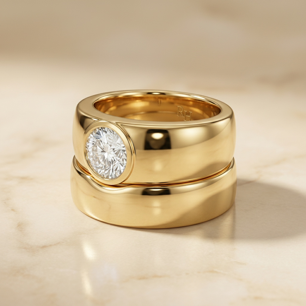 The Remi Matching Wedding Band, Round in 18K Yellow Gold | RockHer