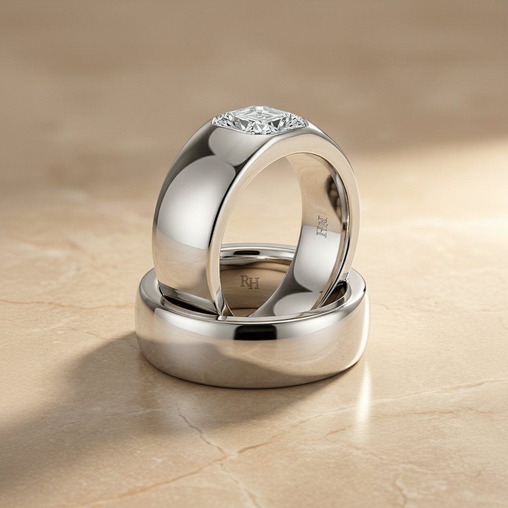 The Remi Matching Wedding Band, Asscher in Platinum | RockHer